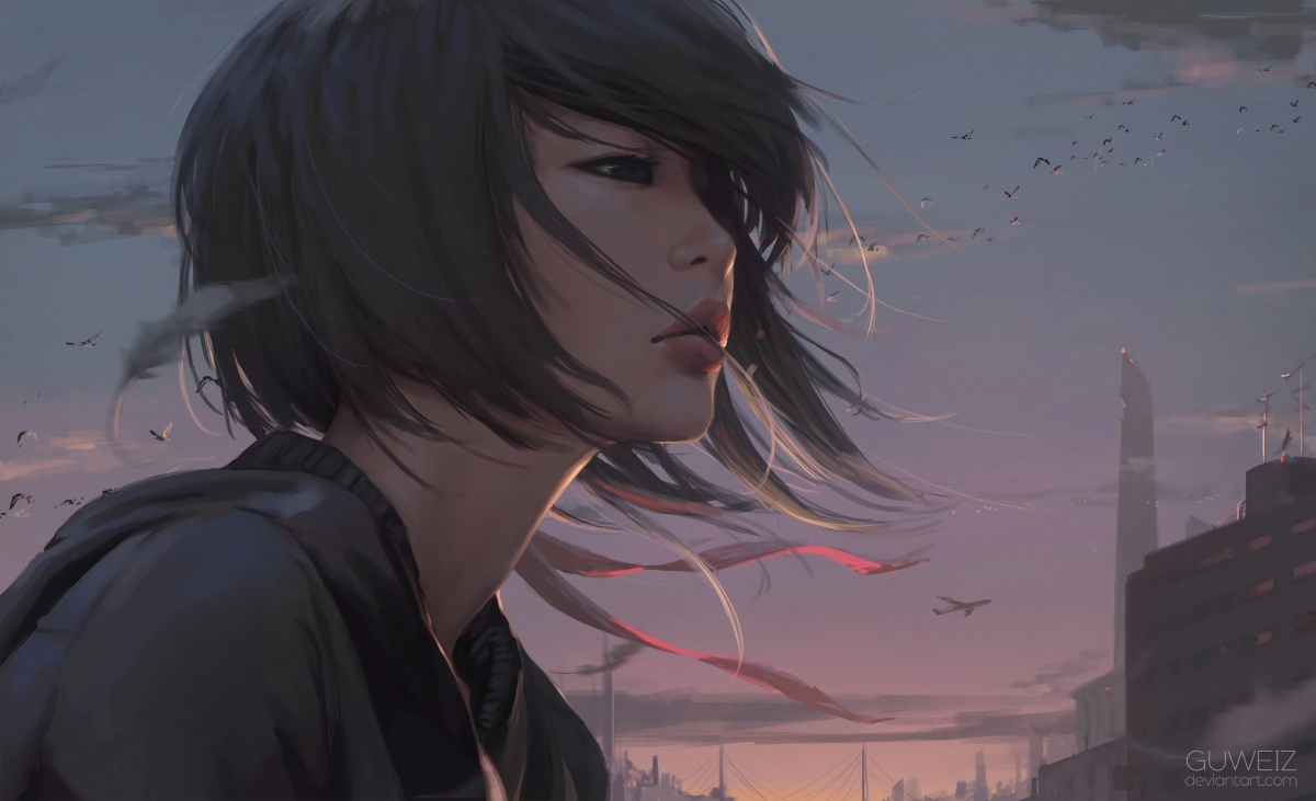 Girl with short hair