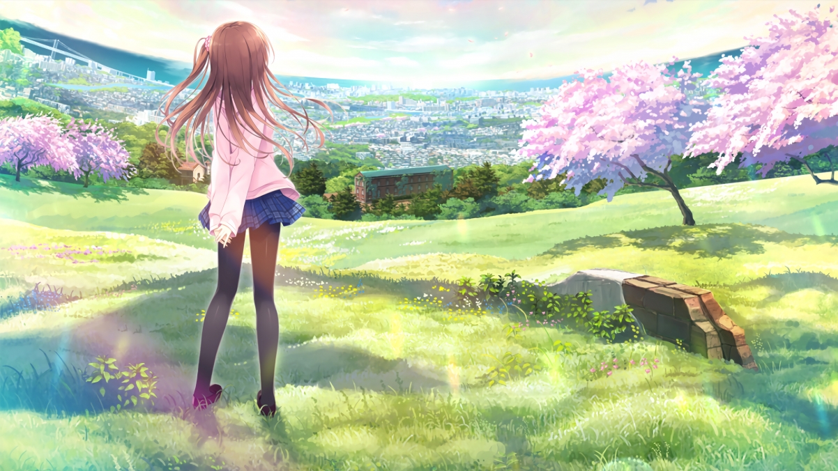 Anime Girl Landscape 4K Wallpaper