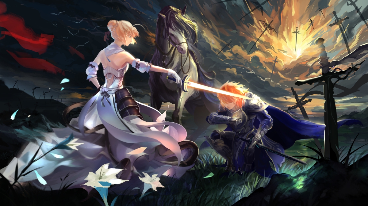 Anime girl petal sword destiny
