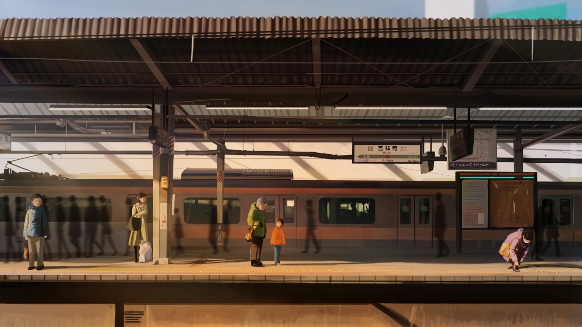 Subway station waiting illustration picture