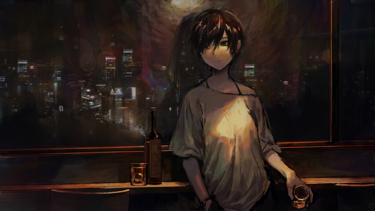 Waiting for the morning 5k anime wallpaper