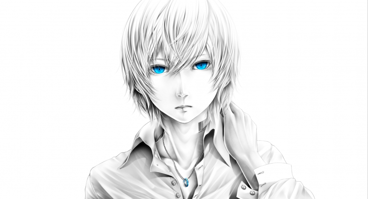 Monochrome, simple, painting, boys, blue