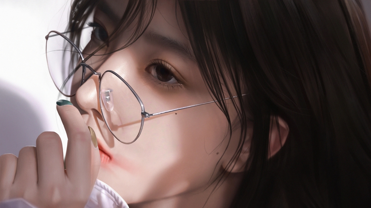 Girl with glasses has a nice face