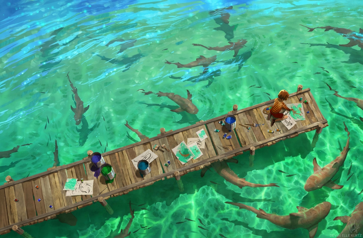 The sea, saltwater fish pier, wooden bridge