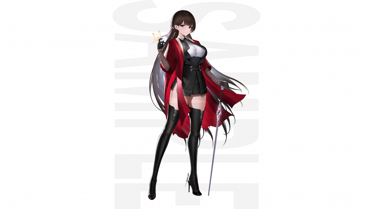 Anime beauty wearing boots 4k wall
