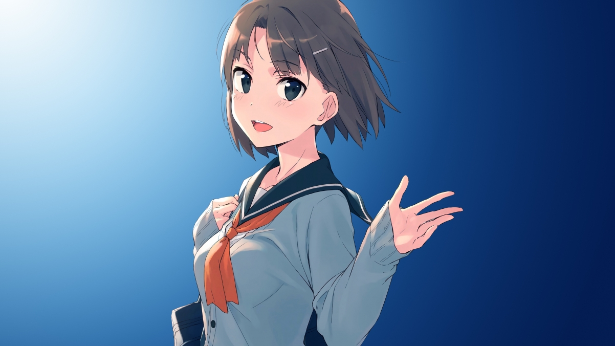 4K anime wall of schoolgirls in school uniforms