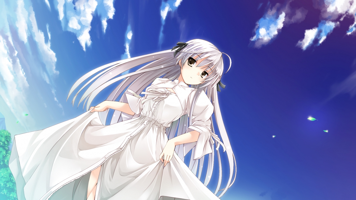 Cute anime girl in white dress 4K