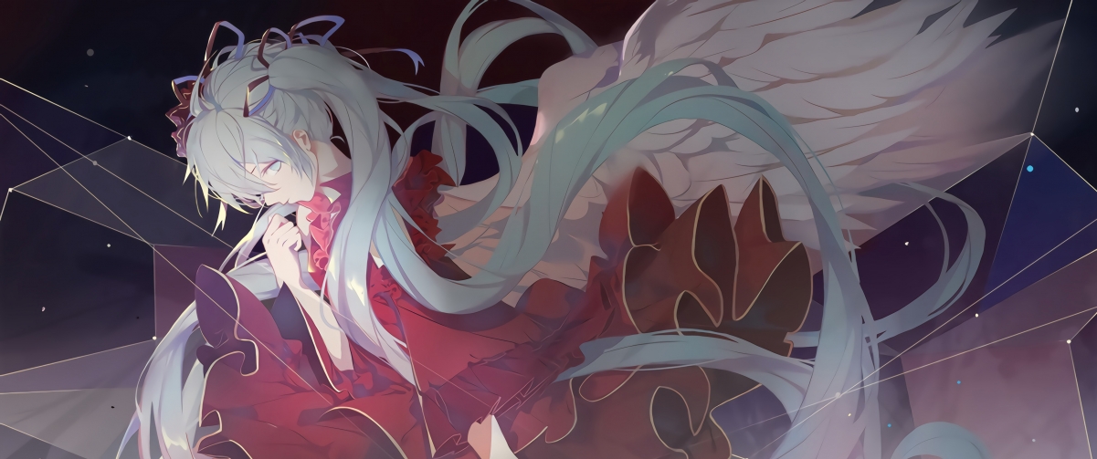 Hatsune Miku red skirt 3440x