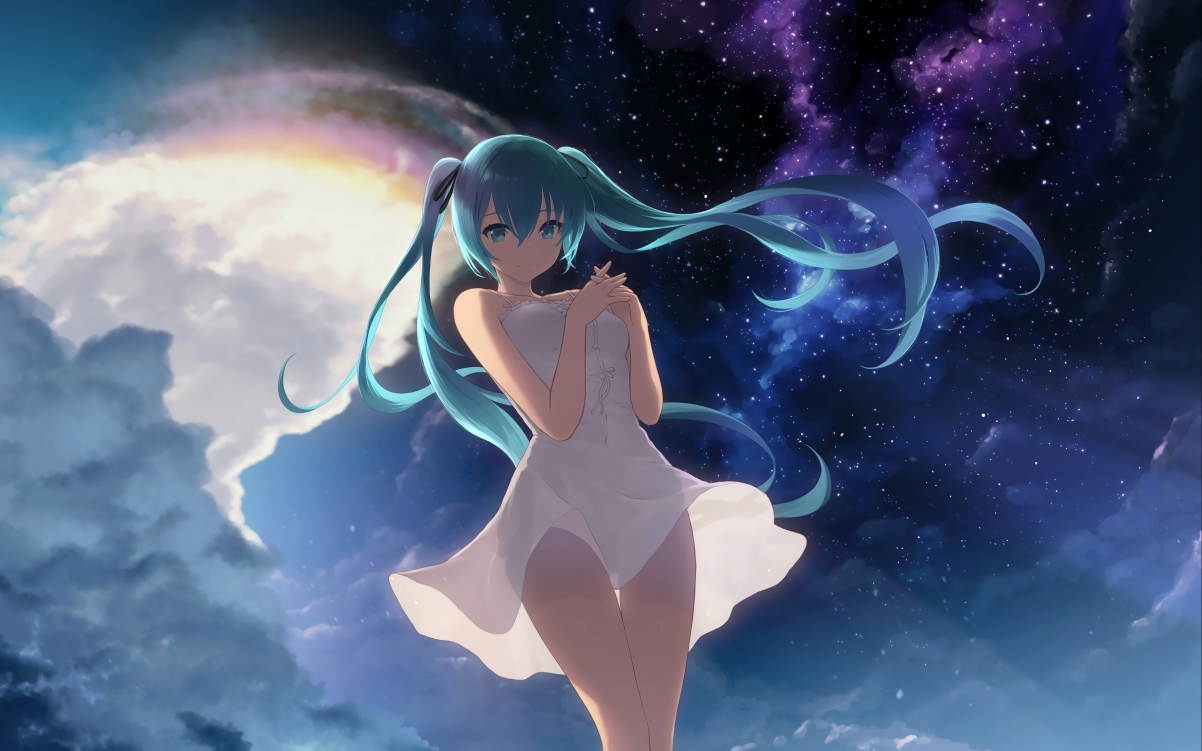 Hatsune Miku white dress star