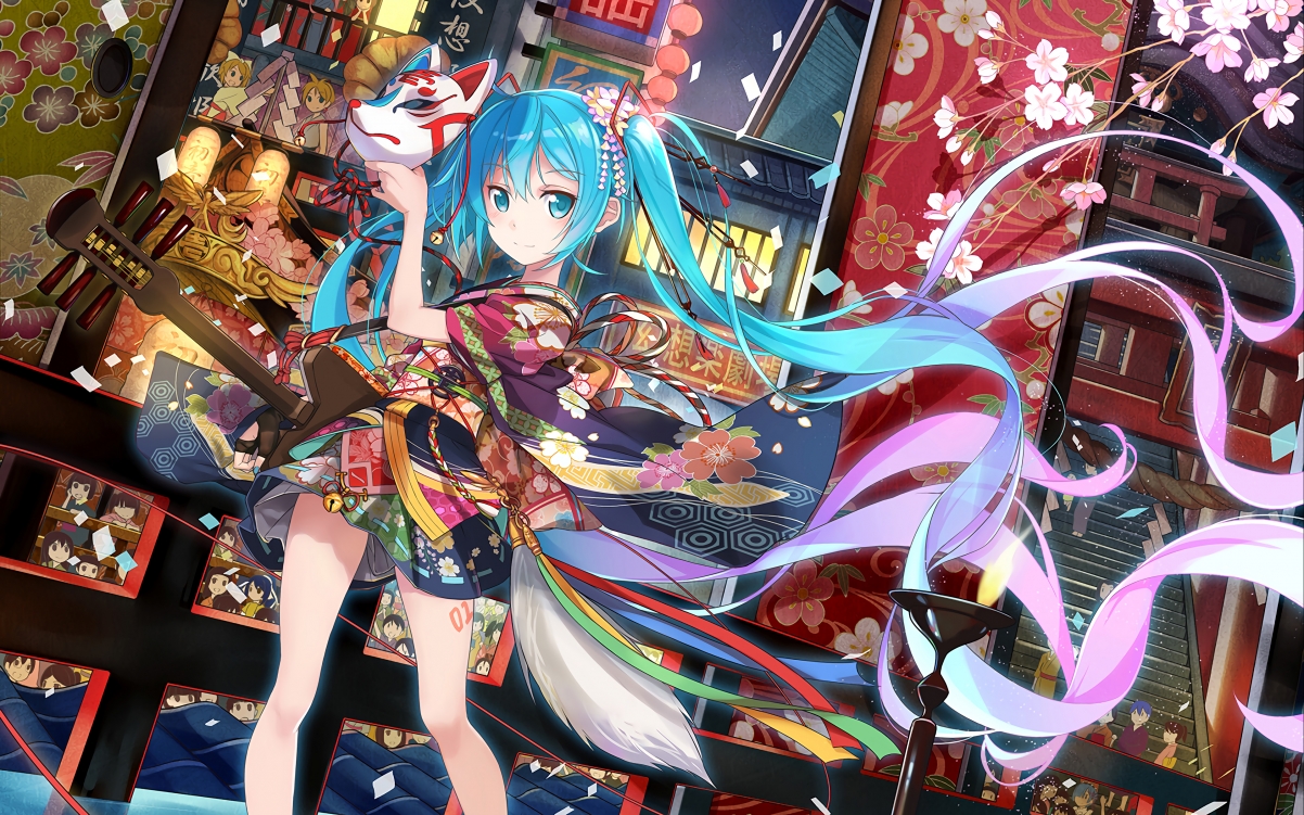 Hatsune, mask, beautiful girl, Hatsune Mi