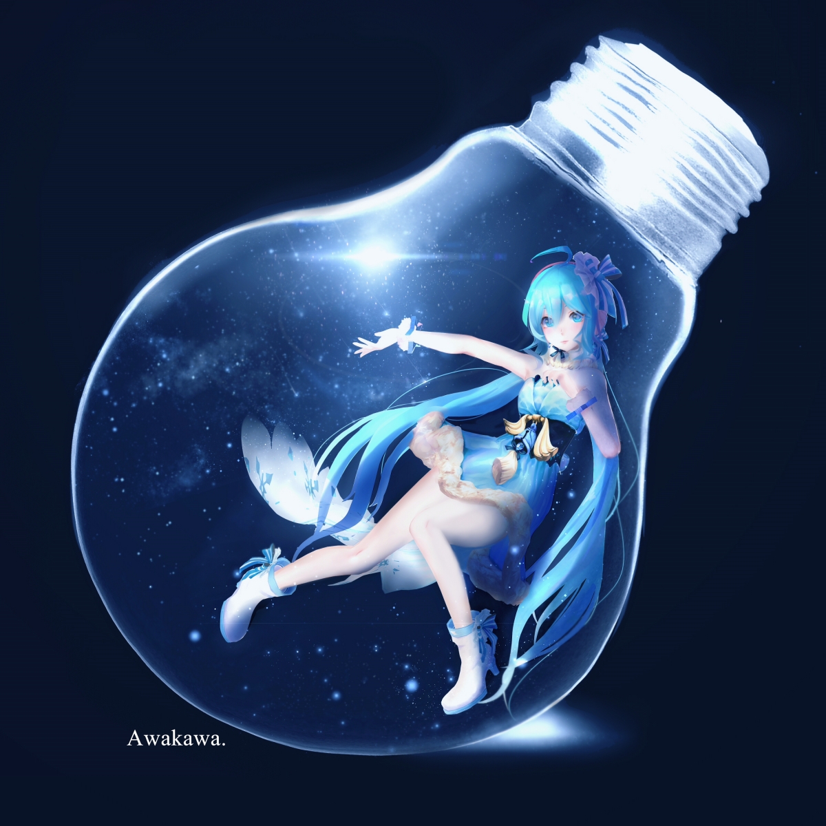 Hatsune Lantern Beautiful Anime Wallpaper