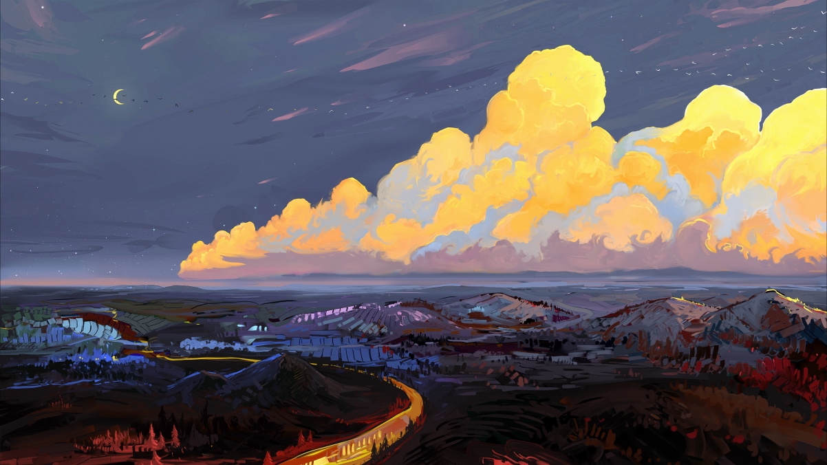 Orange Cloud Illustrator 4k Wallpaper