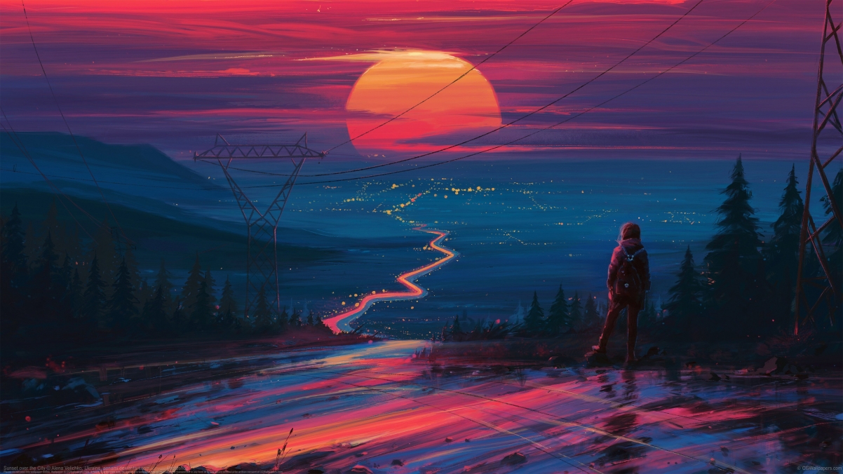 City sunset 4k wallpaper