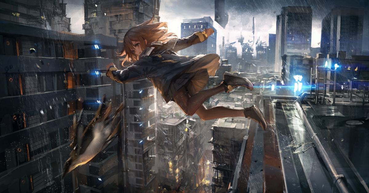 The girl who flies in the city