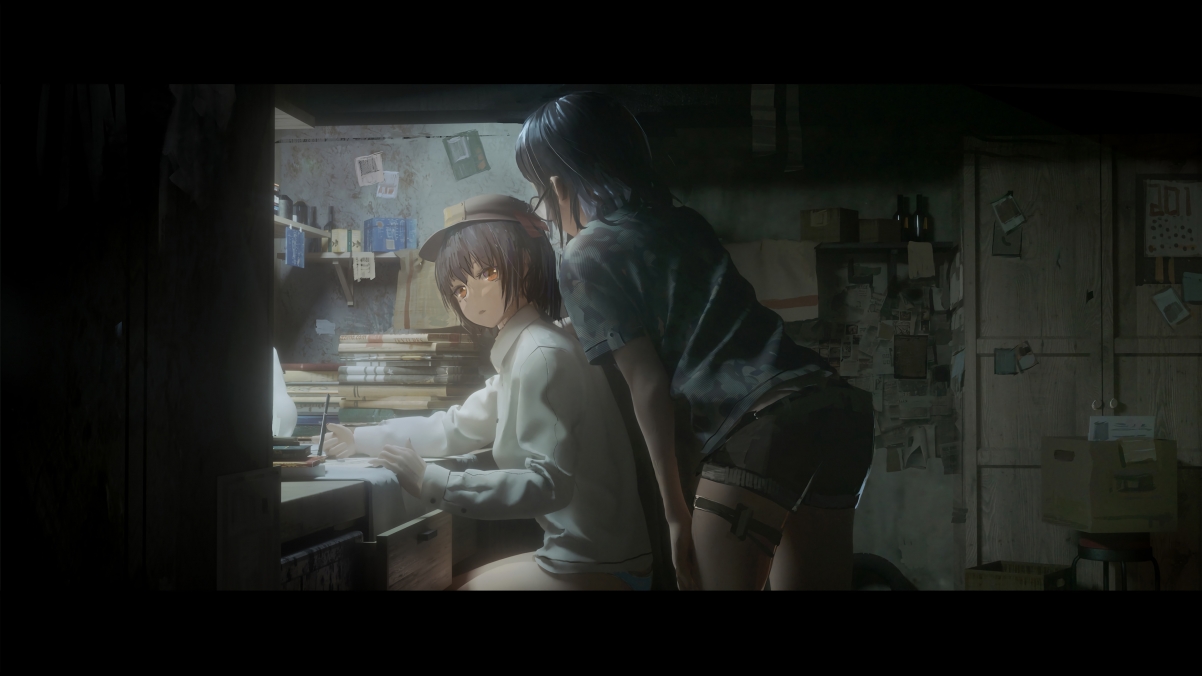 Two girls recording in garage warehouse