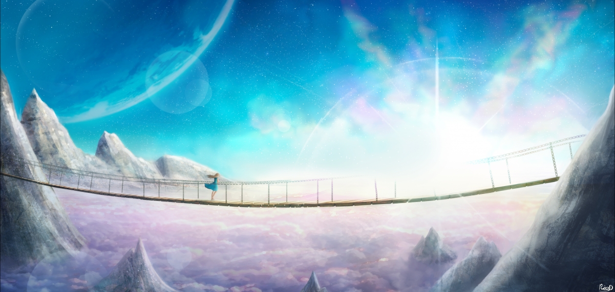 Supernova animation landscape bridge girl