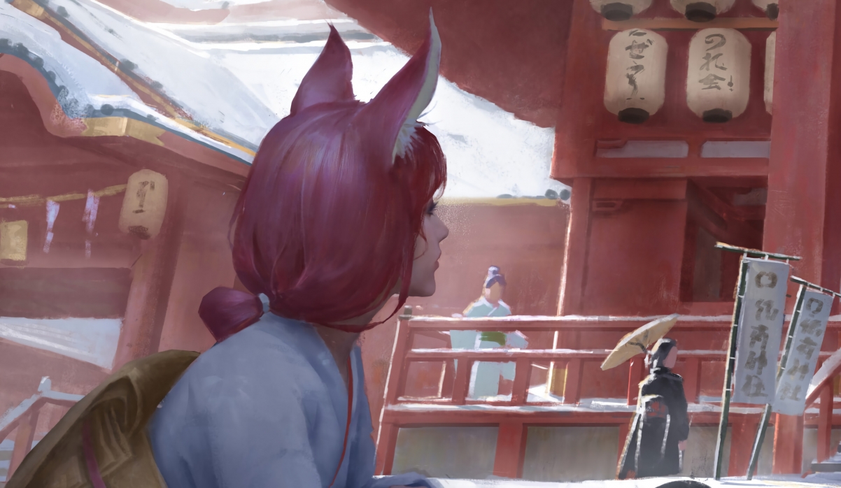 Side face beauty kimono 4k anime wallpaper