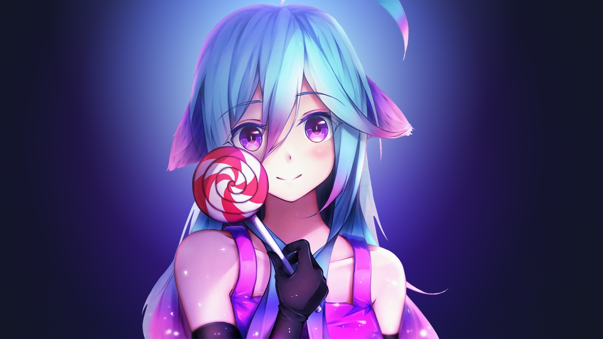 Rainbow lollipop cute anime girls