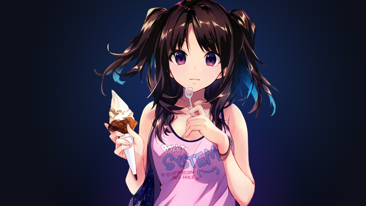 Ice Cream Girl 4K Anime Wallpaper