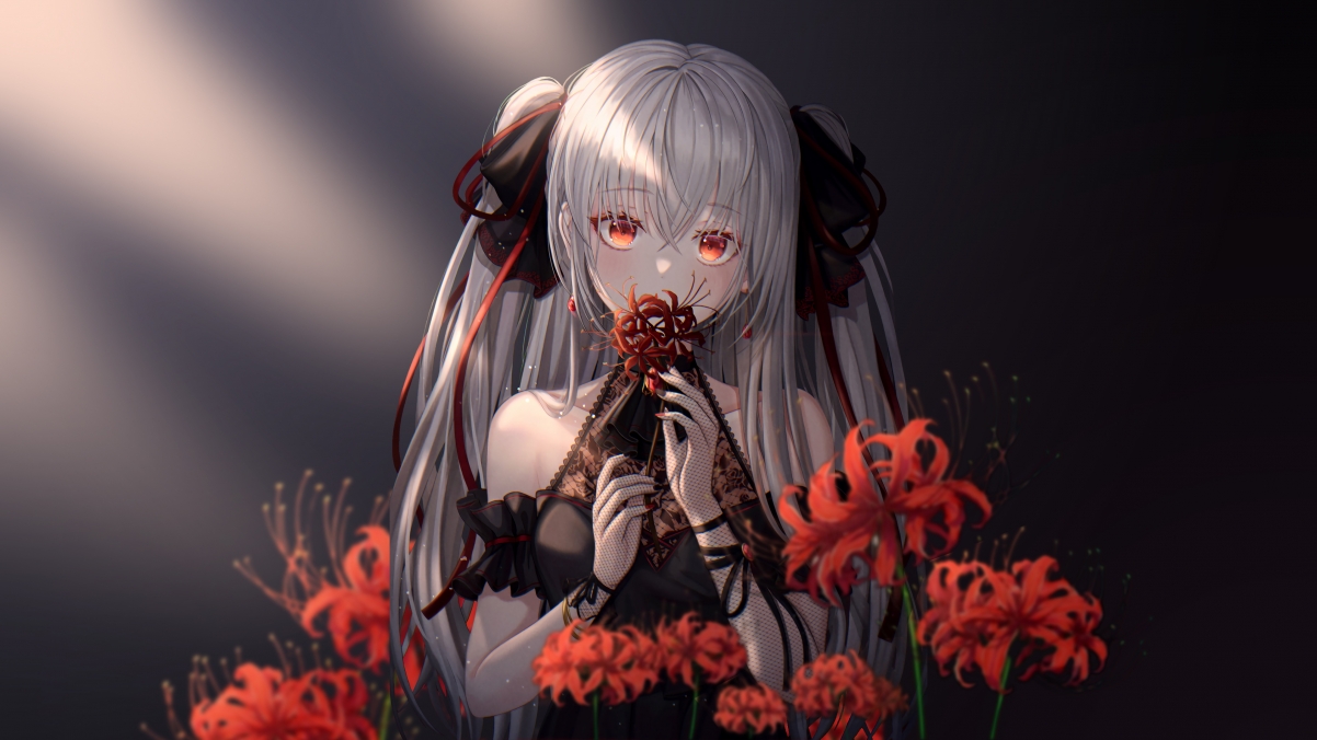 Bianhua girl with long hair and red eyes