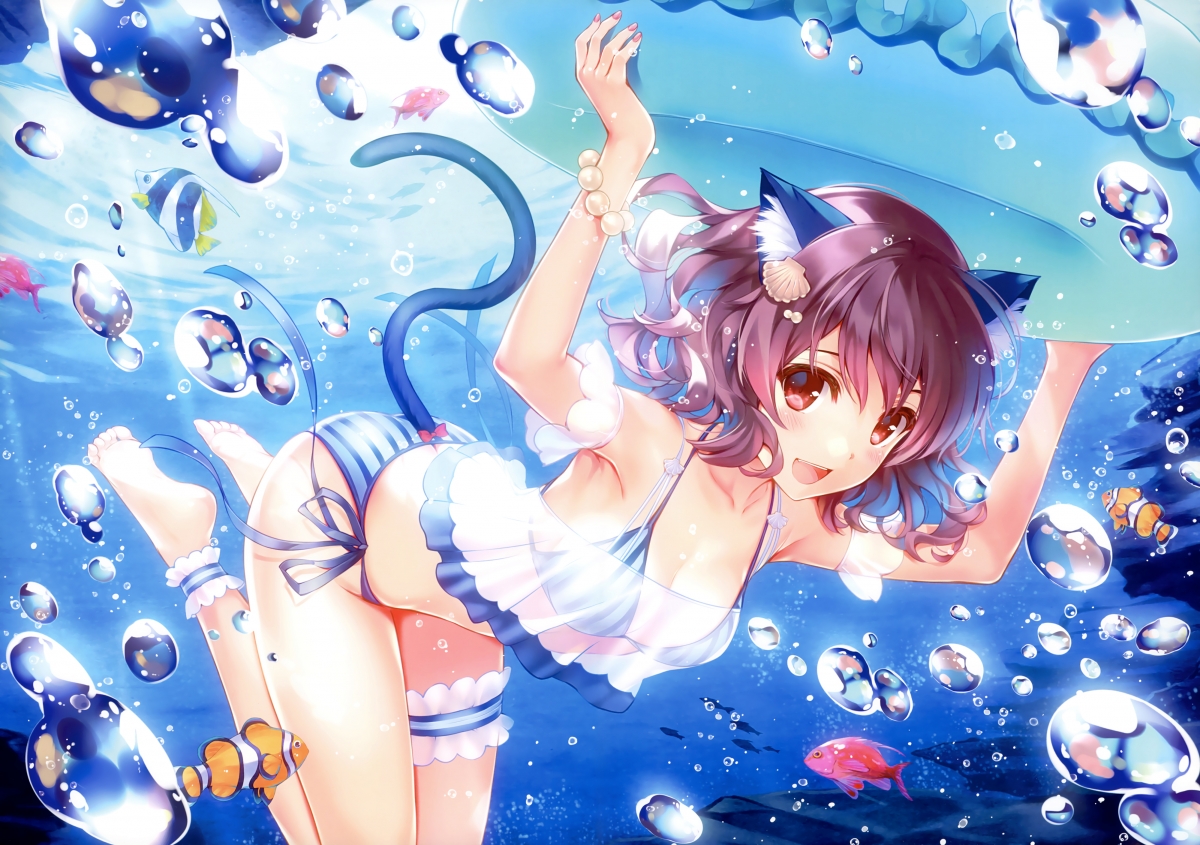 Bikini catwoman swimsuit underwater bubble
