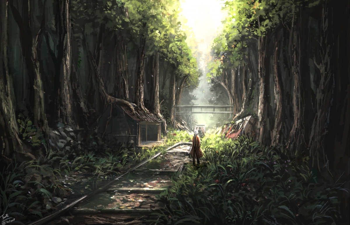 Abandoned small railway station calm