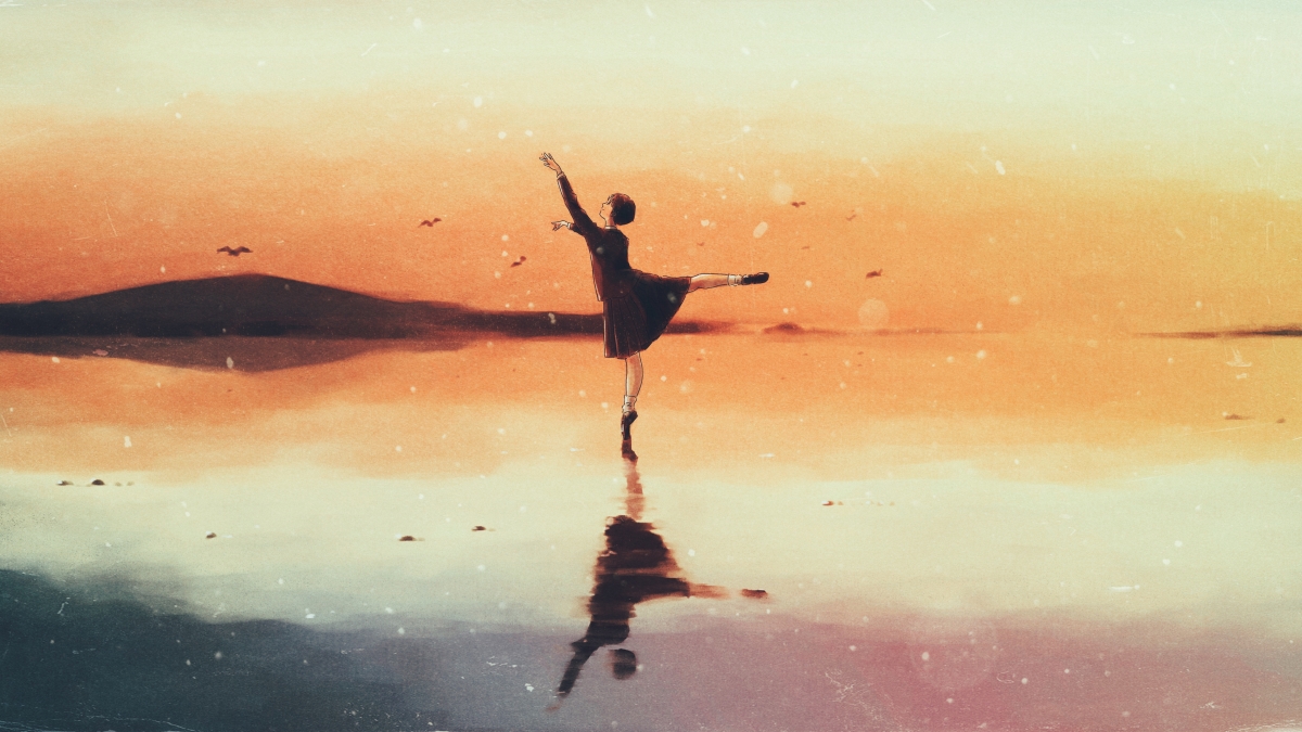 Girl dancing in the evening