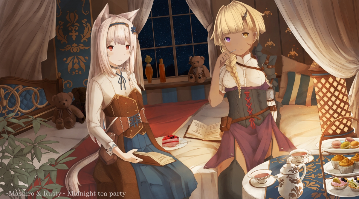 Midnight tea party 4k anime wallpaper
