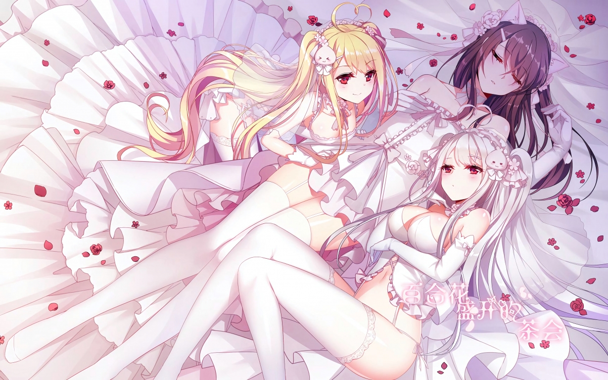 Tea party with lilies in full bloom 6k anime
