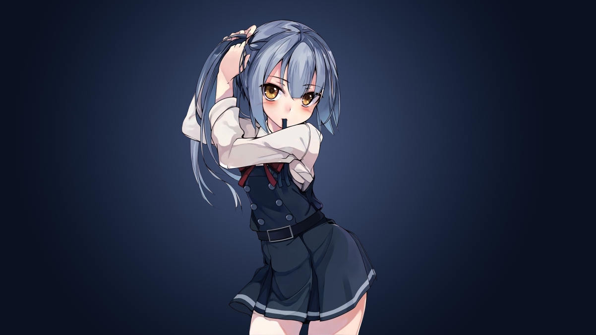 Tying Hair 4K Anime Girl Wall
