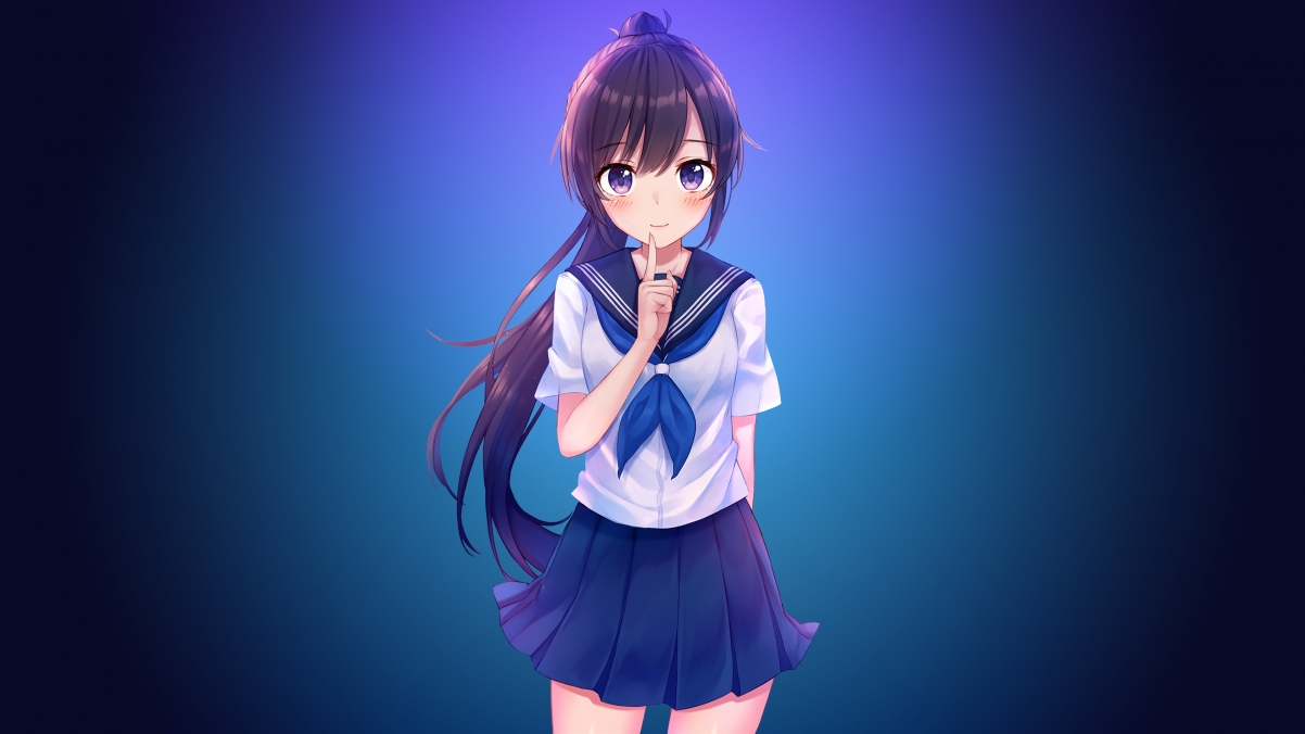 Secret cute anime girl in sailor suit