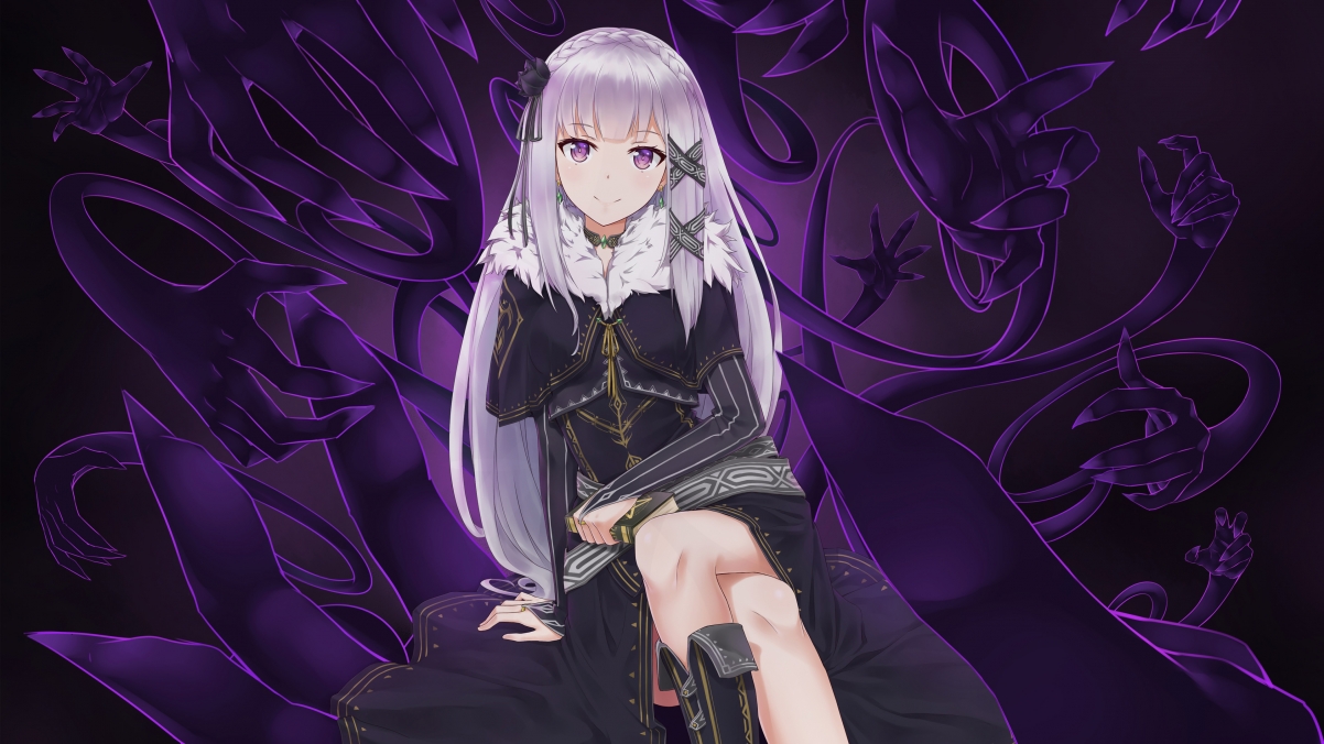 rezero purple eyes anime girls