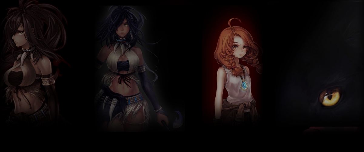 3440x1440 three anime beauties black