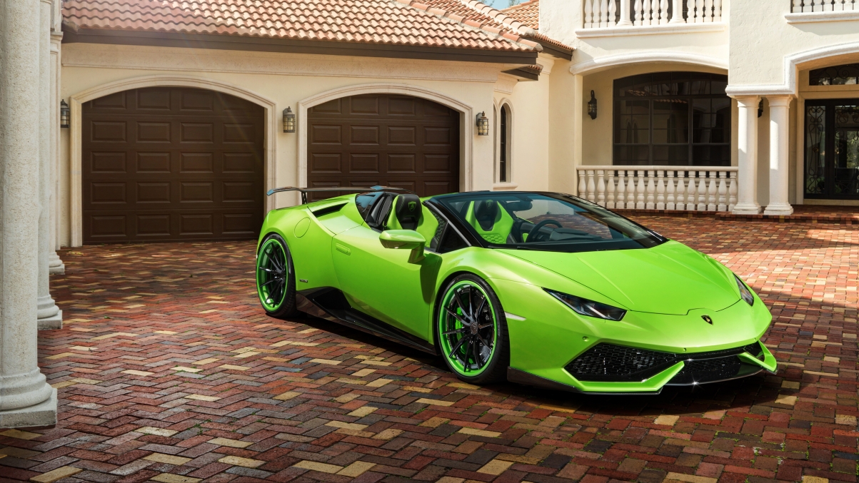 Green Lamborghini 5K sports car wallpaper