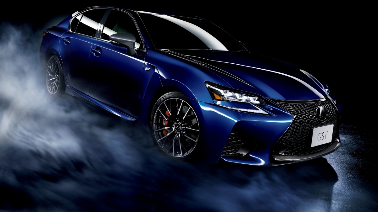 Lexus GS-F blue car 4K wall