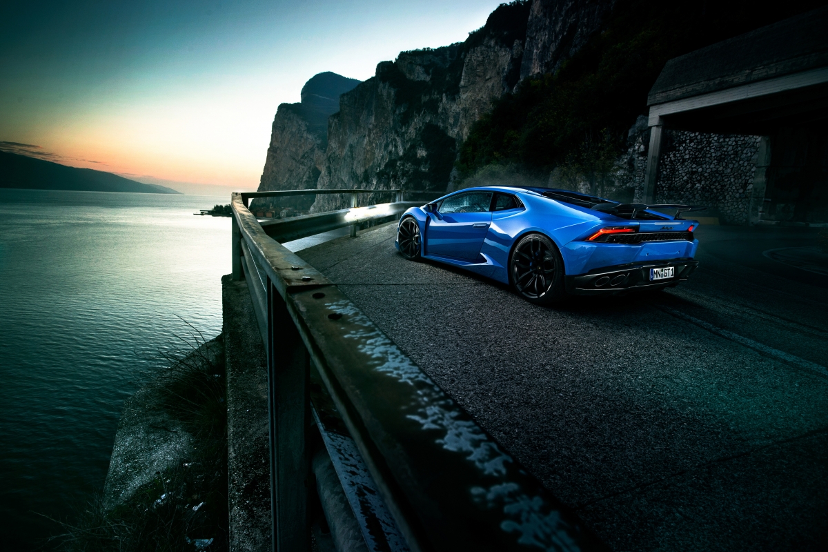 Blue Lamborghini 4k landscape wallpaper