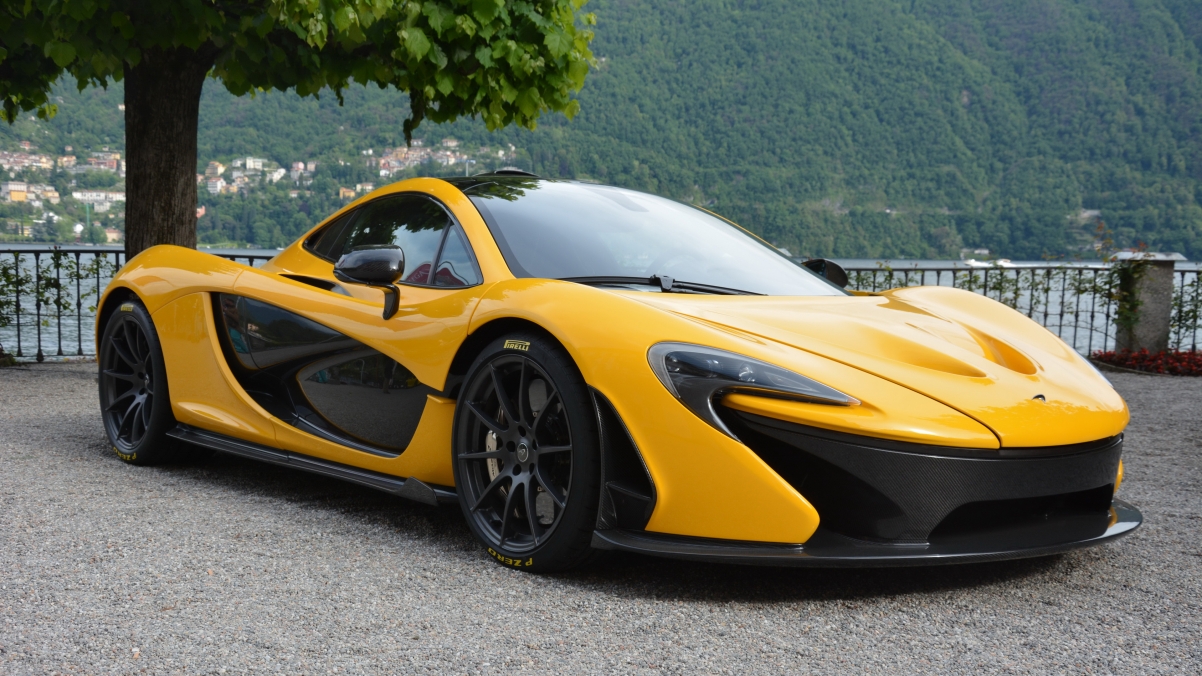 Yellow supercar McLaren p1