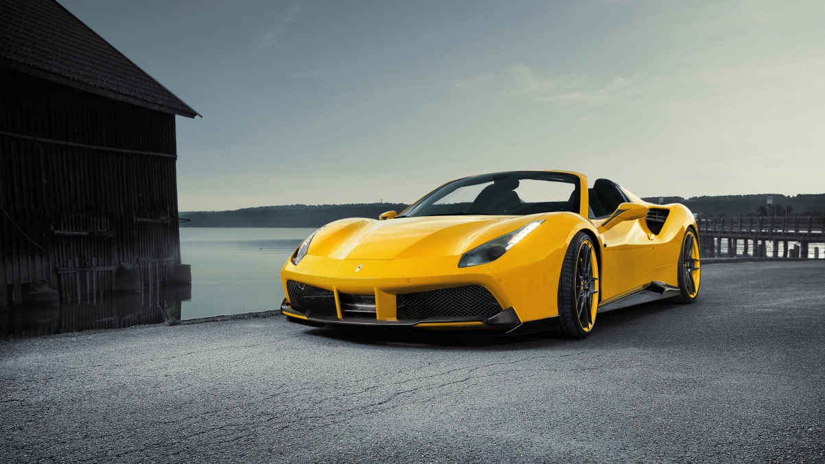 Ferrari 488 yellow sports car 4K wallpaper