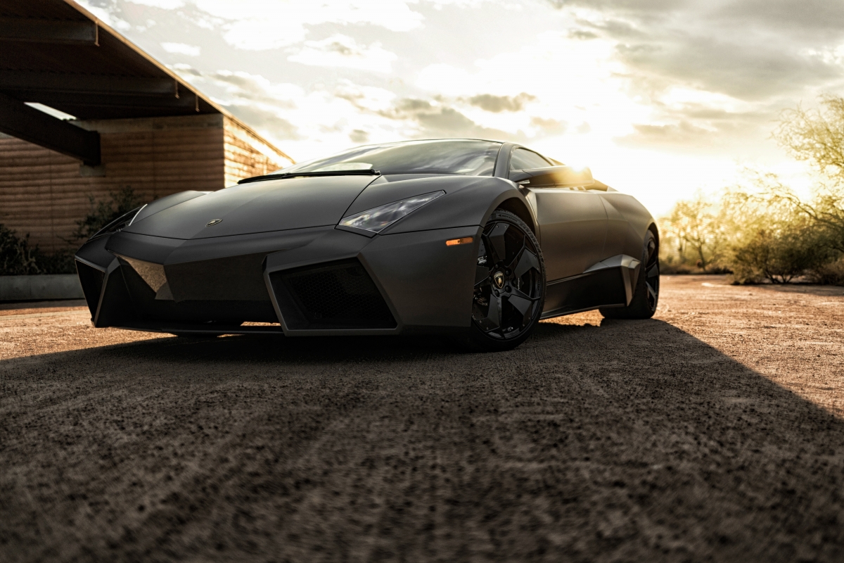 Supercar black Lamborghini 4K