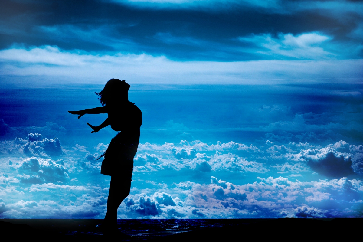 Free woman silhouette beach day