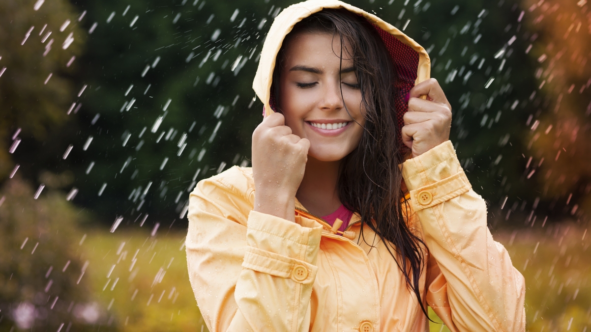 Rain, waterproof jacket, girl photography