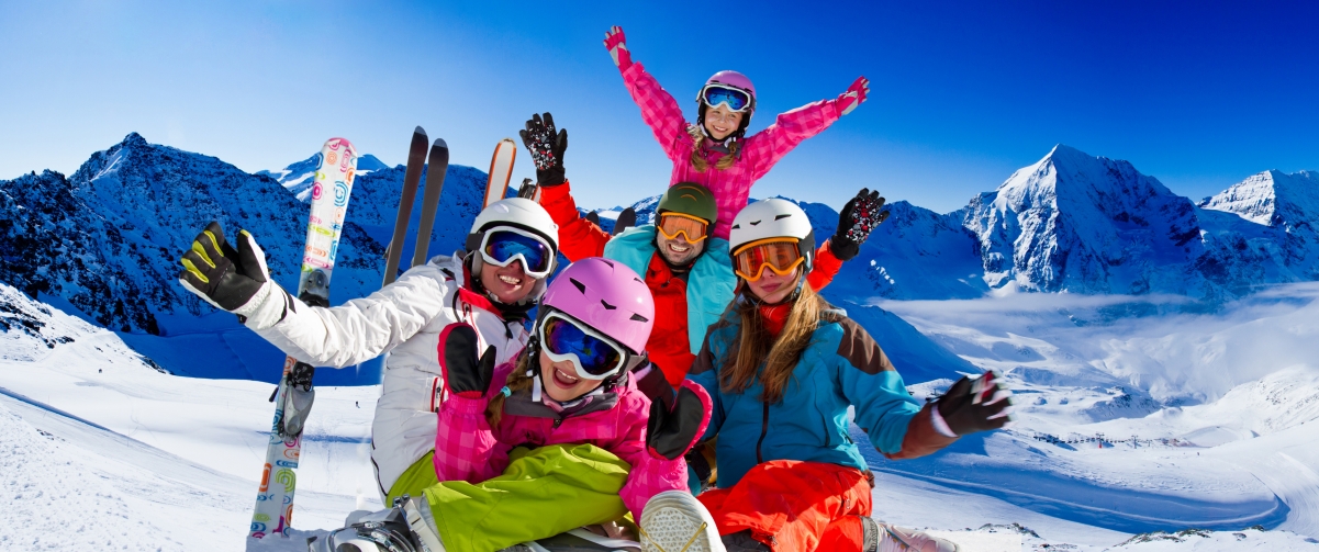 A family skiing on a snow mountain 3440