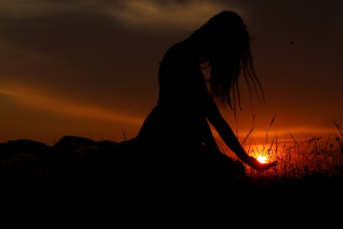 Sun sunset girl hand beautiful