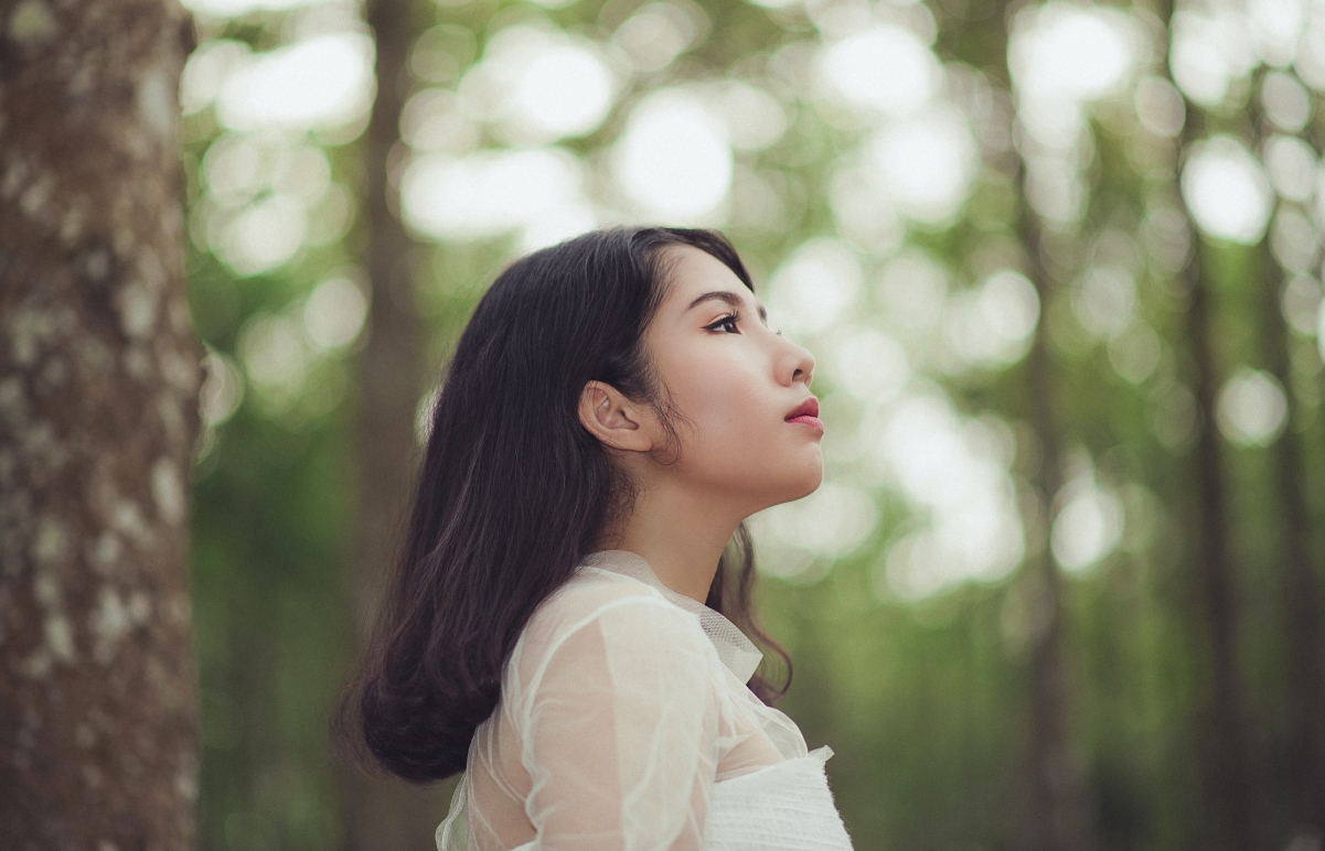 Forest girl white transparent clothes
