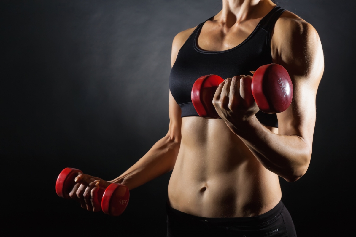 Female fitness exercise dumbbell 4K illustration
