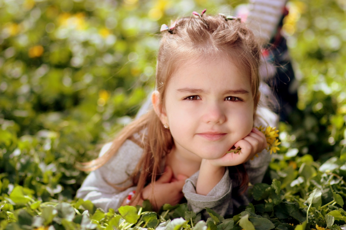 Girl long hair spring little
