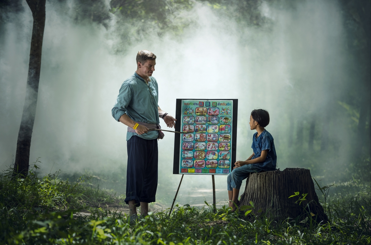 Boy teacher learning forest wild