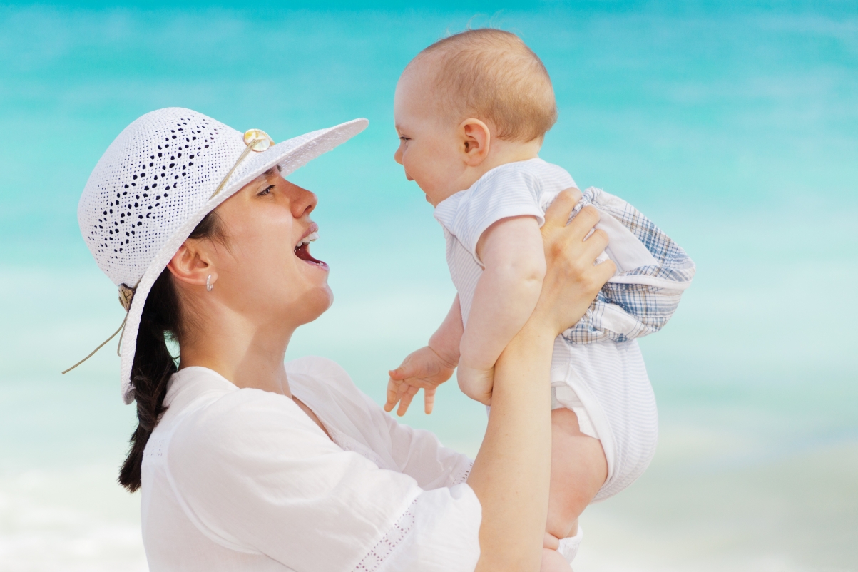 Mother fun baby smile summer