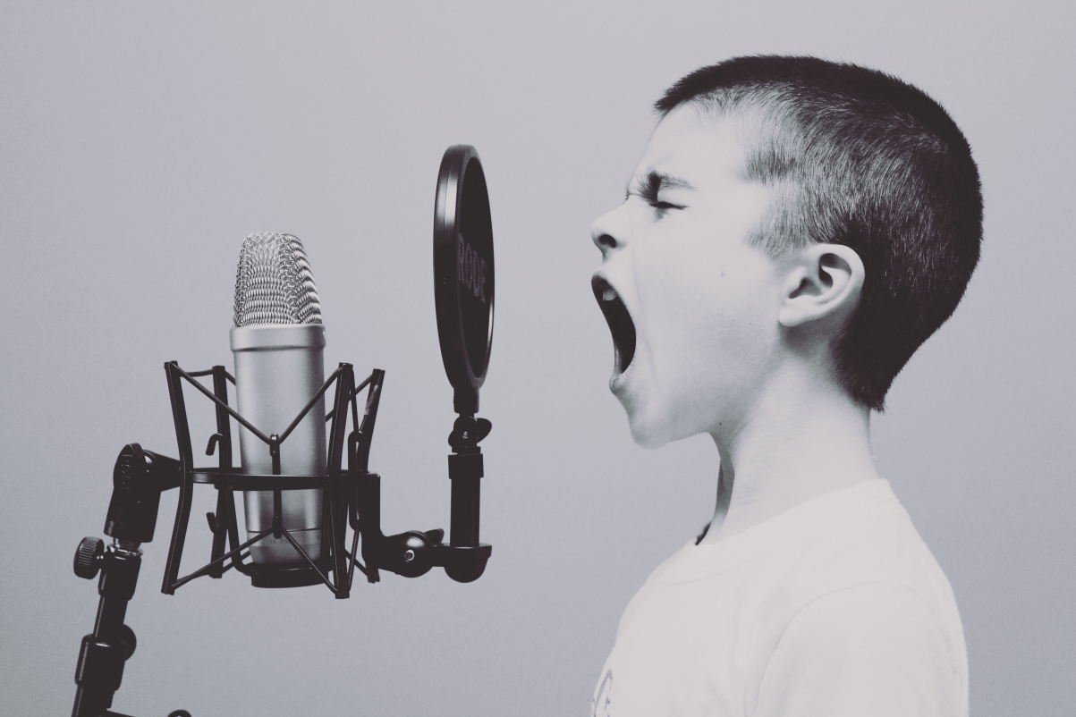 Microphone boy screaming yelling