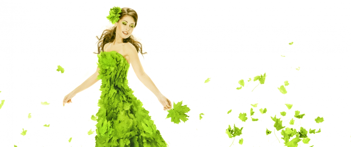 Green maple leaf woman skirt